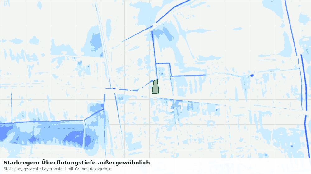 Statische Kartenansicht: Starkregen: Überflutungstiefe außergewöhnlich
