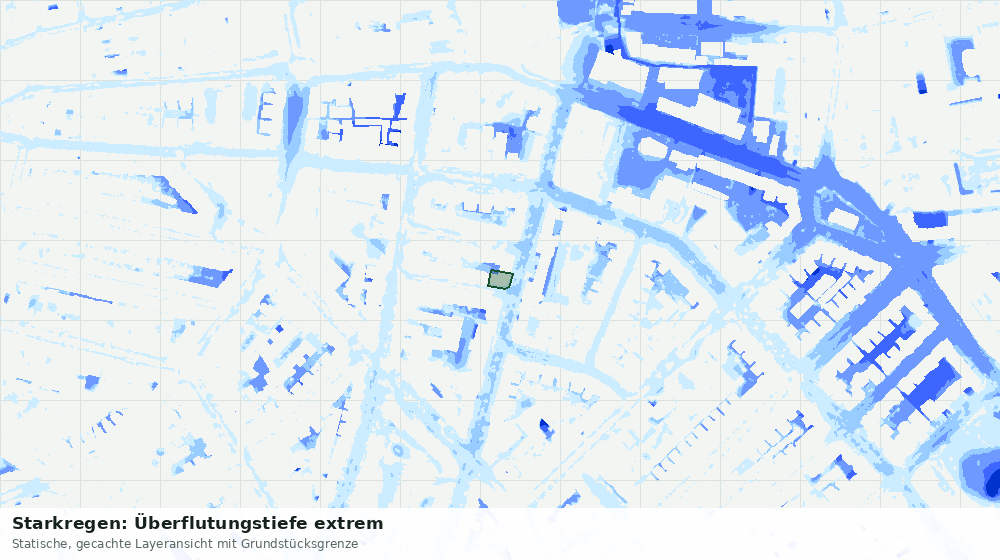 Statische Kartenansicht: Starkregen: Überflutungstiefe extrem