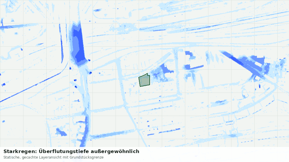 Statische Kartenansicht: Starkregen: Überflutungstiefe außergewöhnlich