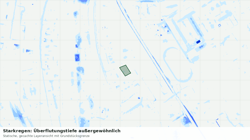 Statische Kartenansicht: Starkregen: Überflutungstiefe außergewöhnlich