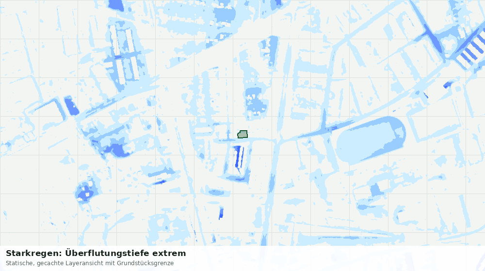 Statische Kartenansicht: Starkregen: Überflutungstiefe extrem