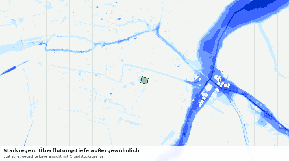 Statische Kartenansicht: Starkregen: Überflutungstiefe außergewöhnlich