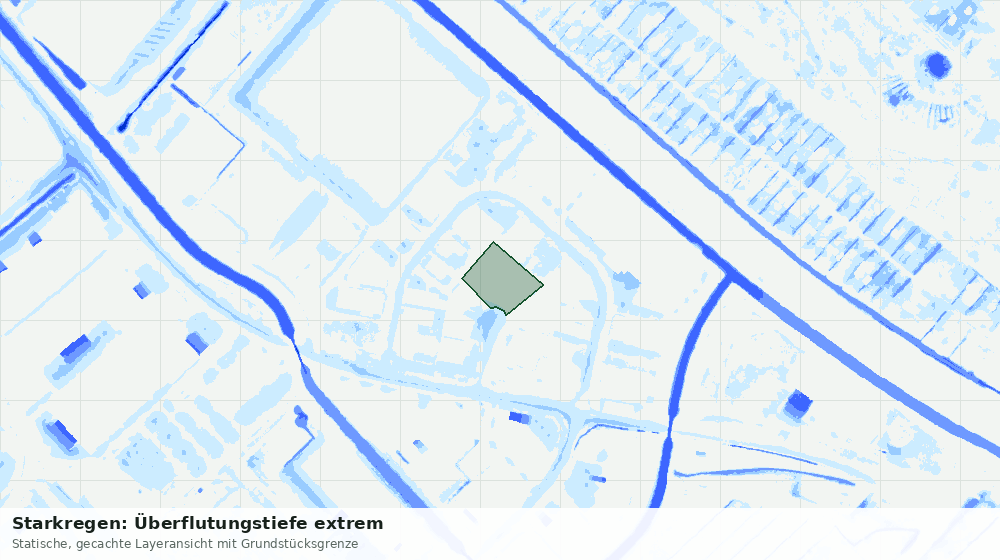Statische Kartenansicht: Starkregen: Überflutungstiefe extrem