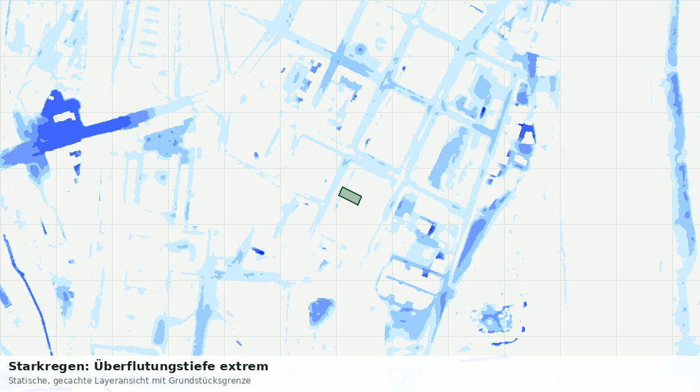 Statische Kartenansicht: Starkregen: Überflutungstiefe extrem