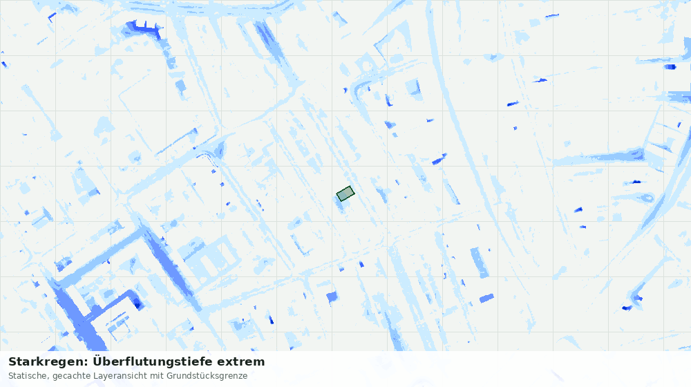 Statische Kartenansicht: Starkregen: Überflutungstiefe extrem