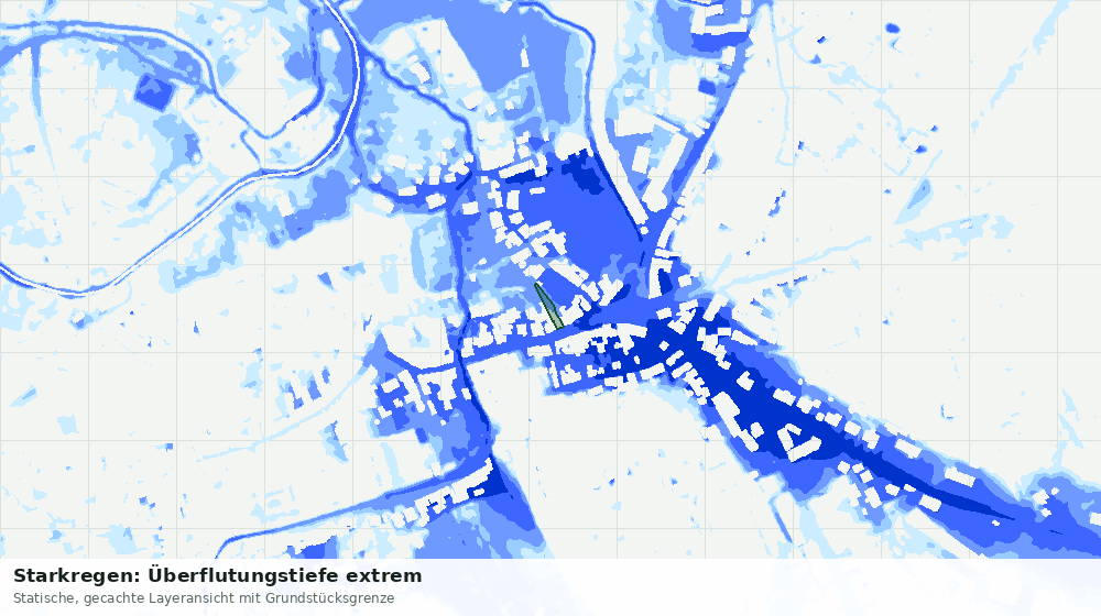Statische Kartenansicht: Starkregen: Überflutungstiefe extrem