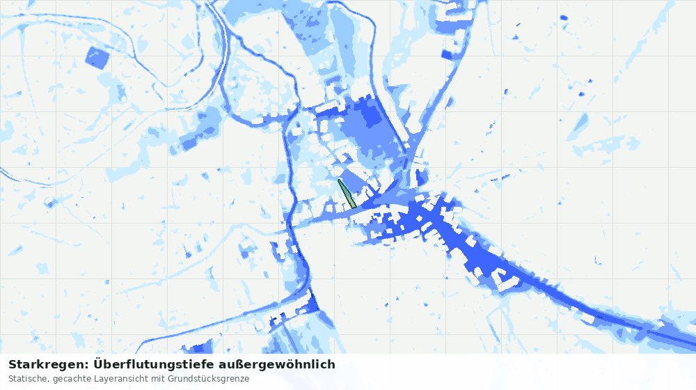 Statische Kartenansicht: Starkregen: Überflutungstiefe außergewöhnlich