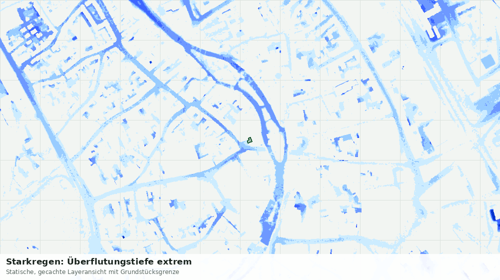 Statische Kartenansicht: Starkregen: Überflutungstiefe extrem