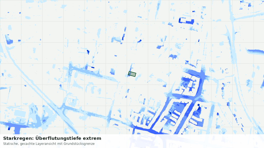 Statische Kartenansicht: Starkregen: Überflutungstiefe extrem