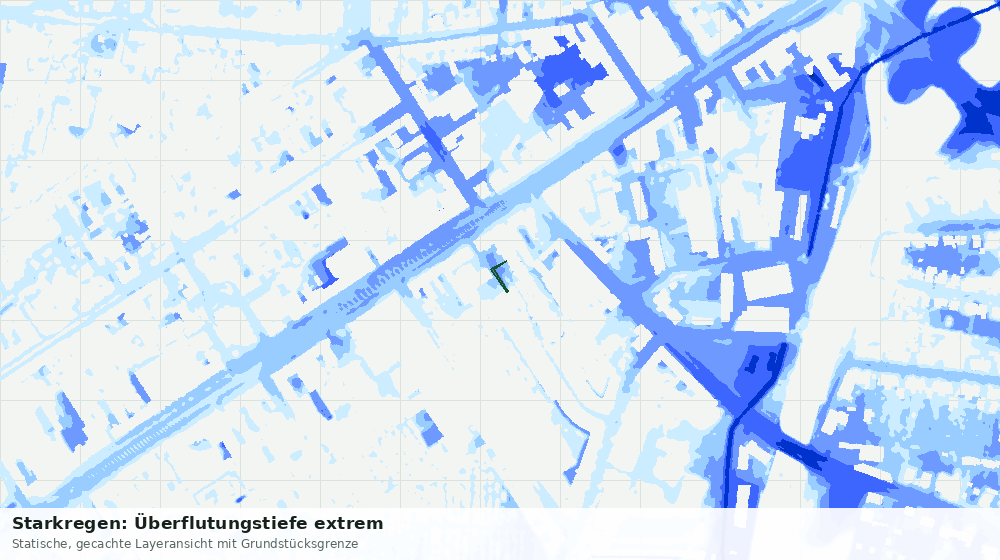 Statische Kartenansicht: Starkregen: Überflutungstiefe extrem
