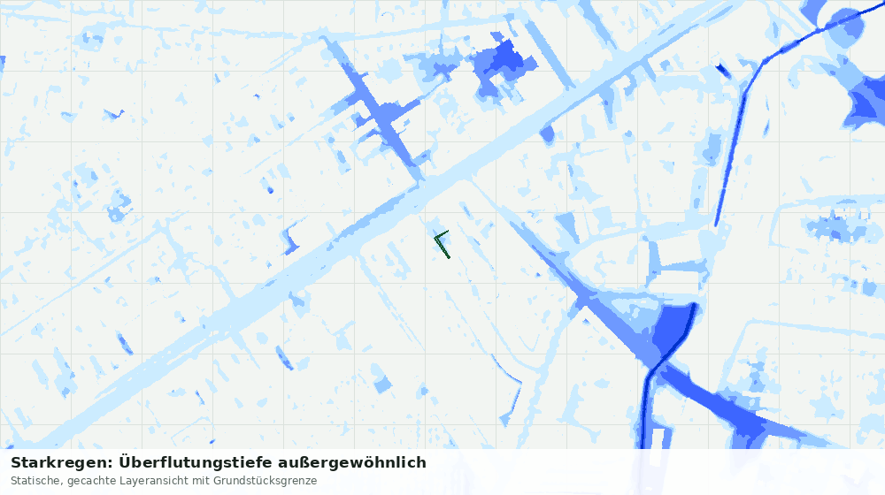 Statische Kartenansicht: Starkregen: Überflutungstiefe außergewöhnlich