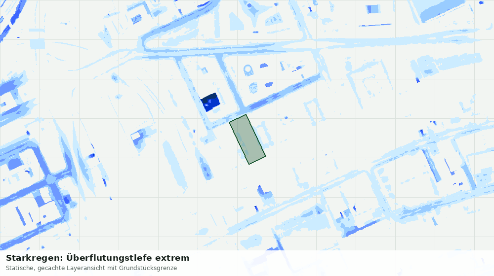 Statische Kartenansicht: Starkregen: Überflutungstiefe extrem
