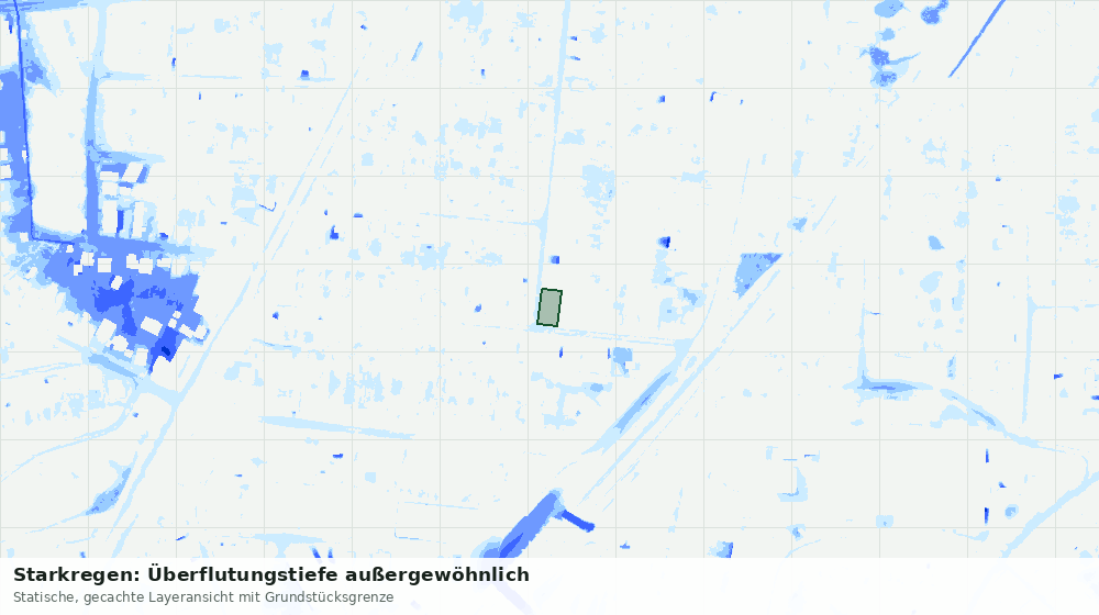 Statische Kartenansicht: Starkregen: Überflutungstiefe außergewöhnlich