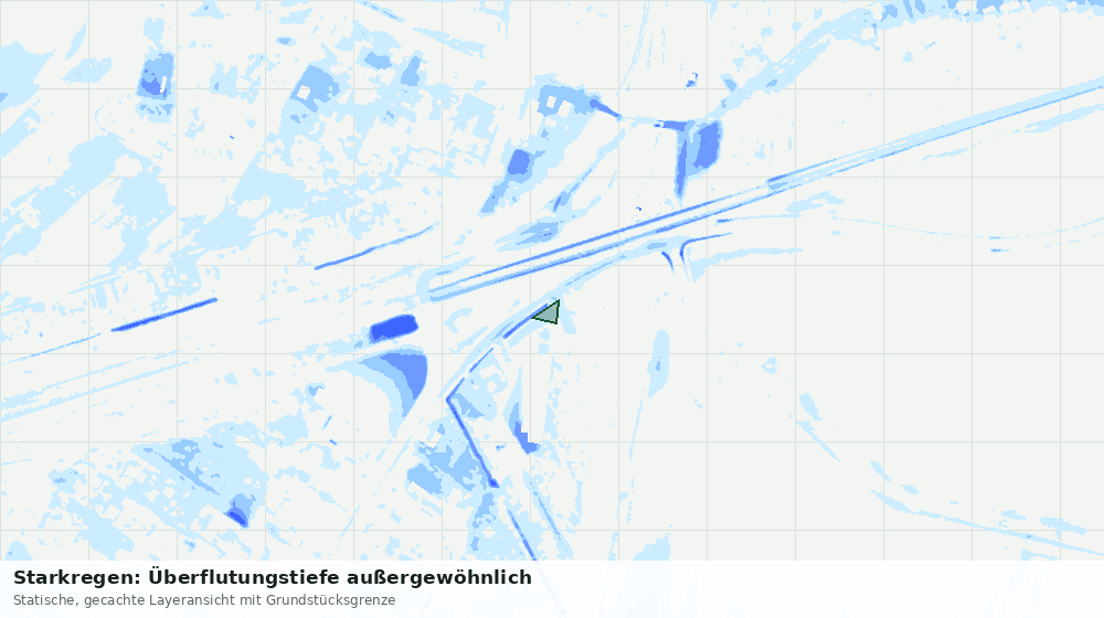 Statische Kartenansicht: Starkregen: Überflutungstiefe außergewöhnlich