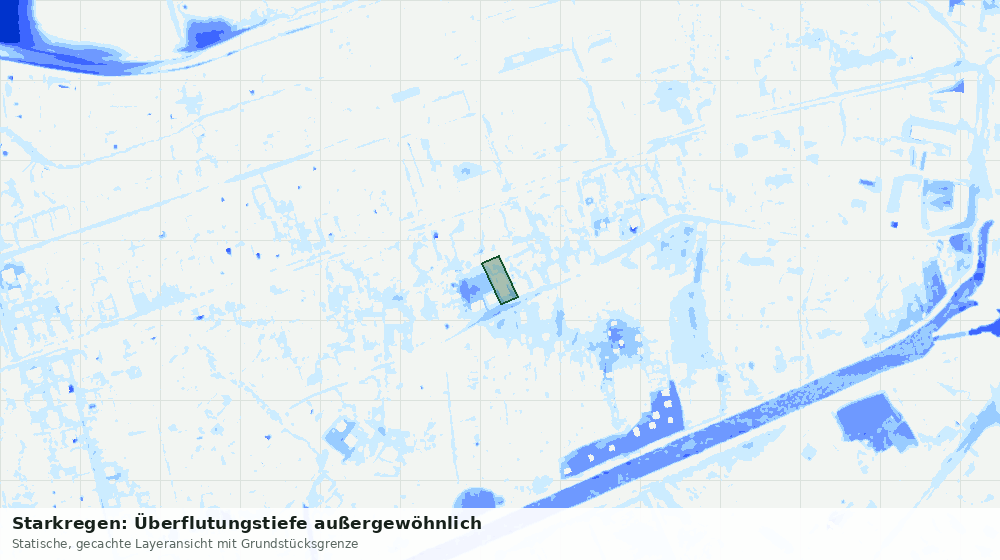 Statische Kartenansicht: Starkregen: Überflutungstiefe außergewöhnlich