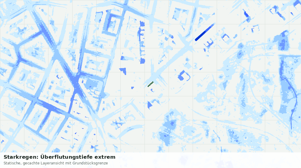 Statische Kartenansicht: Starkregen: Überflutungstiefe extrem