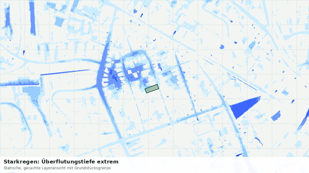 Statische Kartenansicht: Starkregen: Überflutungstiefe extrem
