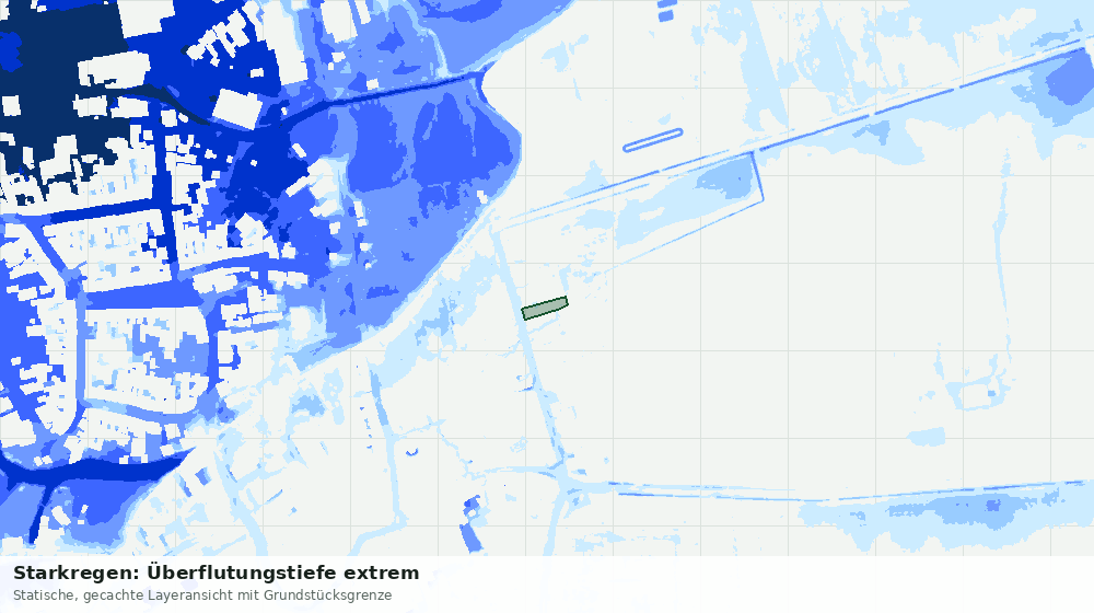 Statische Kartenansicht: Starkregen: Überflutungstiefe extrem