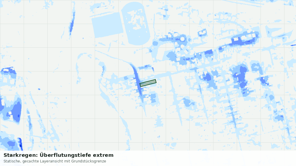 Statische Kartenansicht: Starkregen: Überflutungstiefe extrem