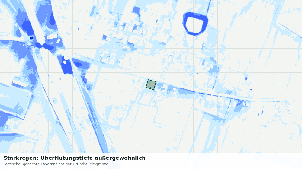 Statische Kartenansicht: Starkregen: Überflutungstiefe außergewöhnlich