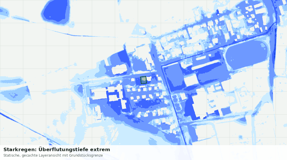 Statische Kartenansicht: Starkregen: Überflutungstiefe extrem