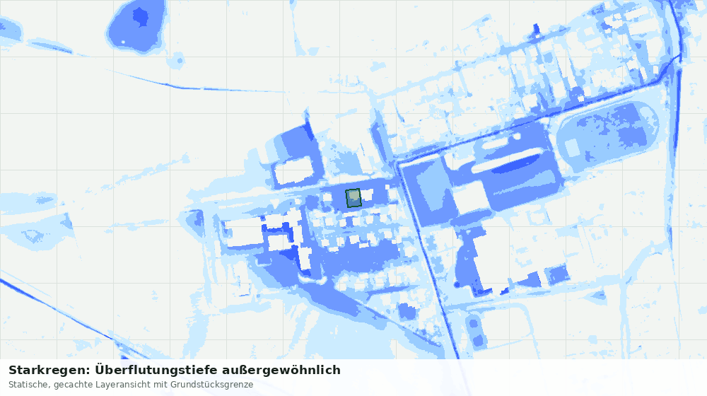 Statische Kartenansicht: Starkregen: Überflutungstiefe außergewöhnlich