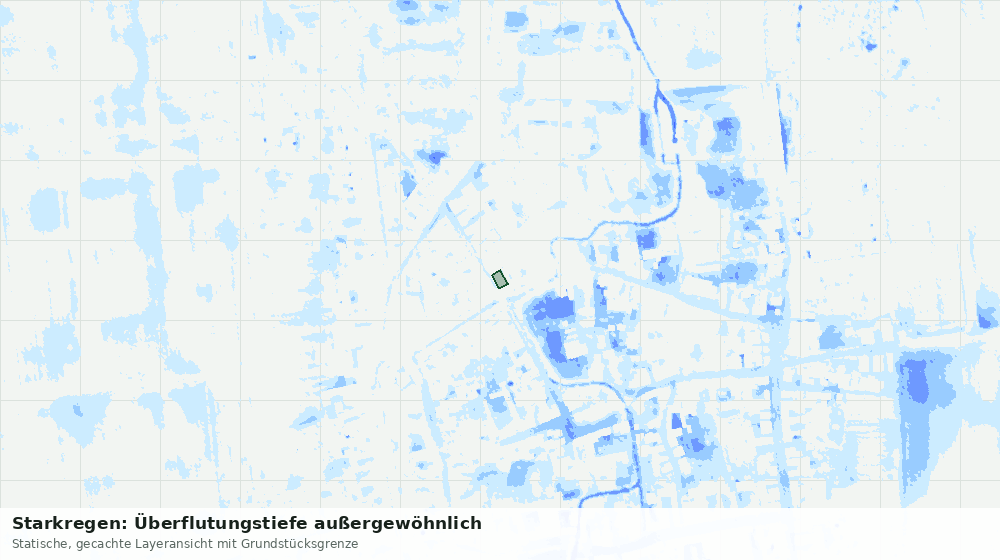 Statische Kartenansicht: Starkregen: Überflutungstiefe außergewöhnlich