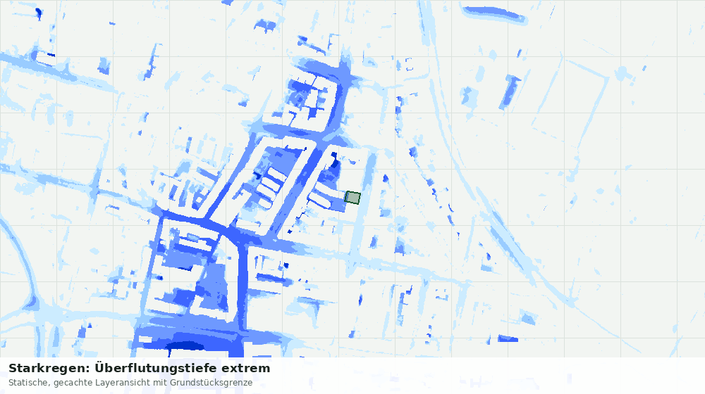 Statische Kartenansicht: Starkregen: Überflutungstiefe extrem