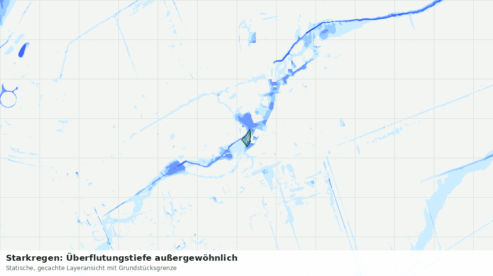 Statische Kartenansicht: Starkregen: Überflutungstiefe außergewöhnlich