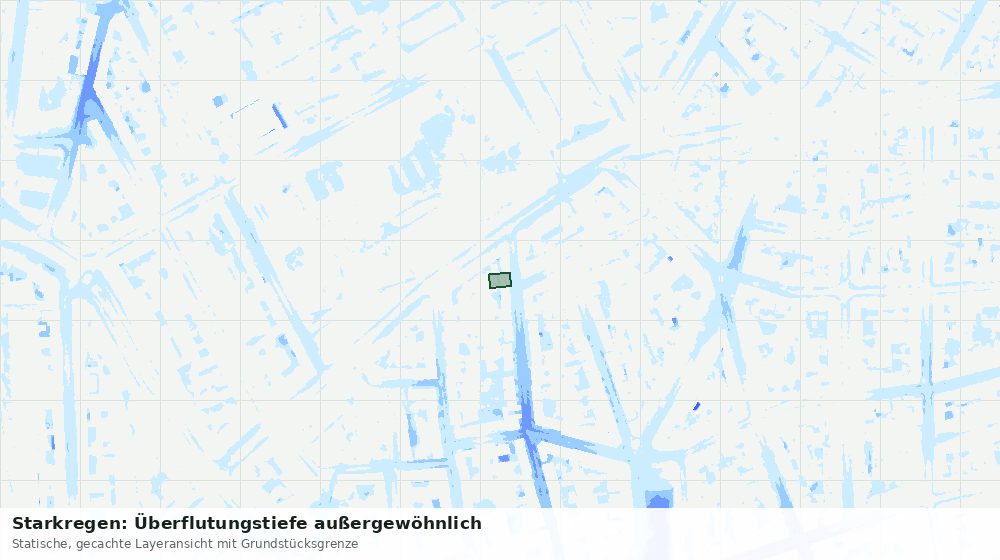 Statische Kartenansicht: Starkregen: Überflutungstiefe außergewöhnlich