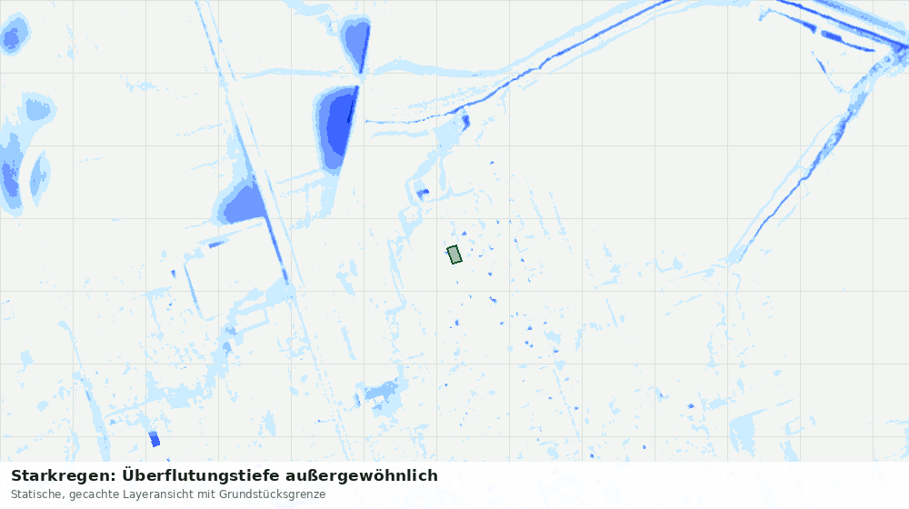 Statische Kartenansicht: Starkregen: Überflutungstiefe außergewöhnlich