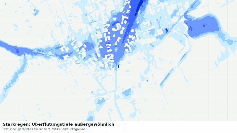 Statische Kartenansicht: Starkregen: Überflutungstiefe außergewöhnlich