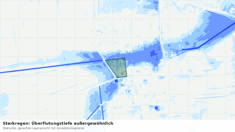 Statische Kartenansicht: Starkregen: Überflutungstiefe außergewöhnlich