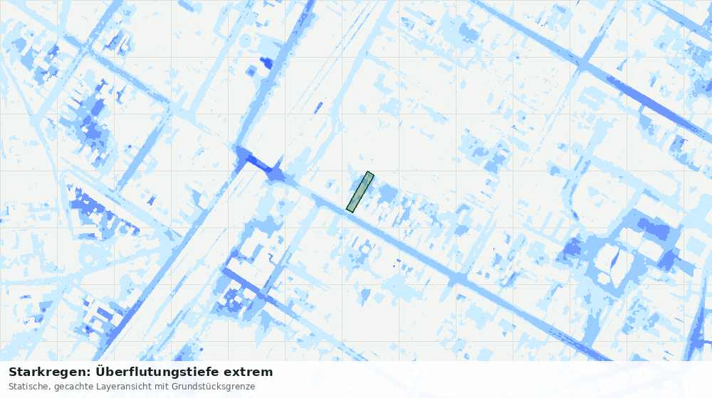 Statische Kartenansicht: Starkregen: Überflutungstiefe extrem