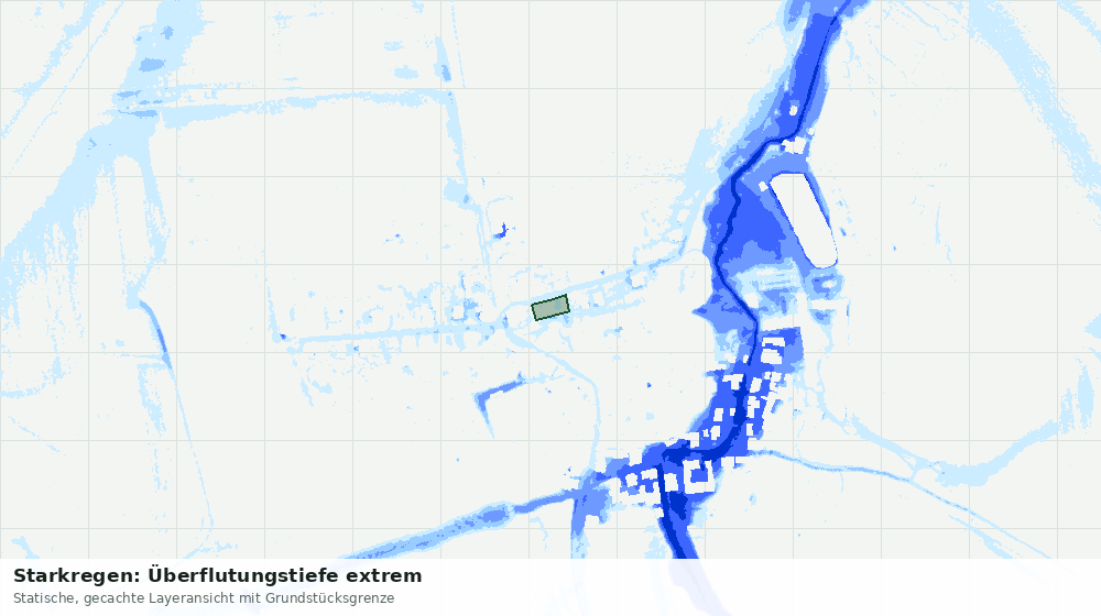 Statische Kartenansicht: Starkregen: Überflutungstiefe extrem