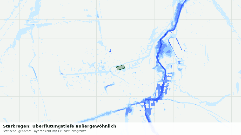 Statische Kartenansicht: Starkregen: Überflutungstiefe außergewöhnlich