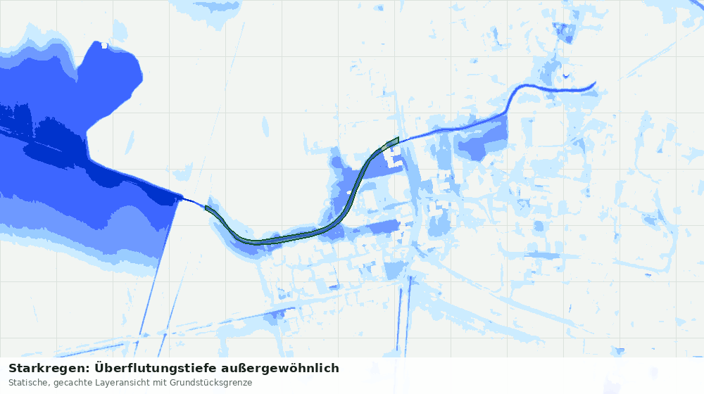 Statische Kartenansicht: Starkregen: Überflutungstiefe außergewöhnlich