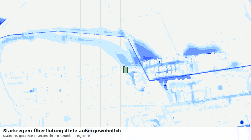 Statische Kartenansicht: Starkregen: Überflutungstiefe außergewöhnlich