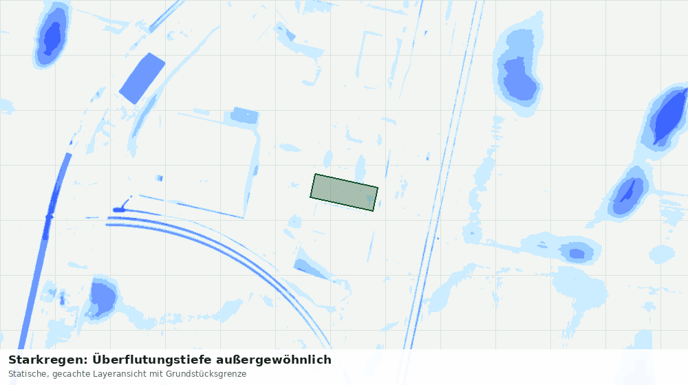 Statische Kartenansicht: Starkregen: Überflutungstiefe außergewöhnlich