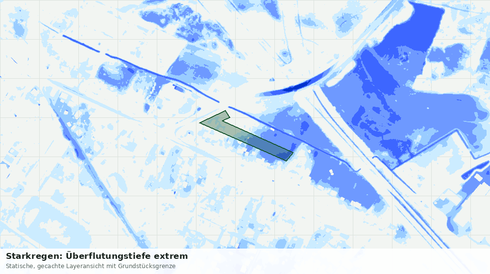 Statische Kartenansicht: Starkregen: Überflutungstiefe extrem