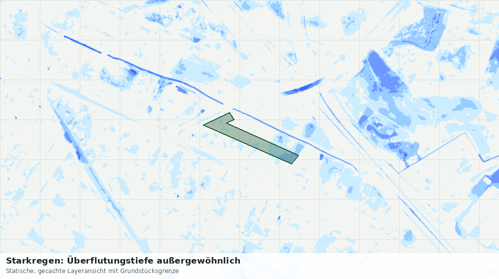 Statische Kartenansicht: Starkregen: Überflutungstiefe außergewöhnlich