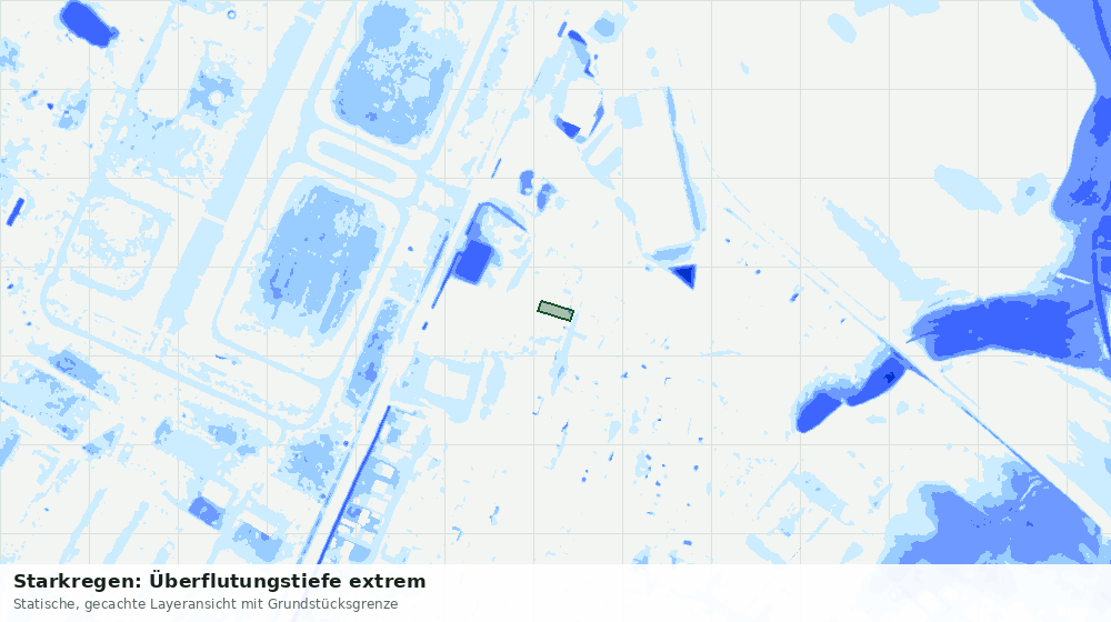 Statische Kartenansicht: Starkregen: Überflutungstiefe extrem