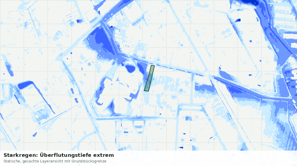 Statische Kartenansicht: Starkregen: Überflutungstiefe extrem