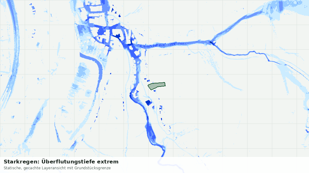Statische Kartenansicht: Starkregen: Überflutungstiefe extrem