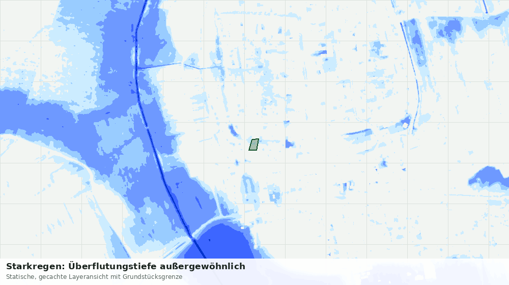 Statische Kartenansicht: Starkregen: Überflutungstiefe außergewöhnlich