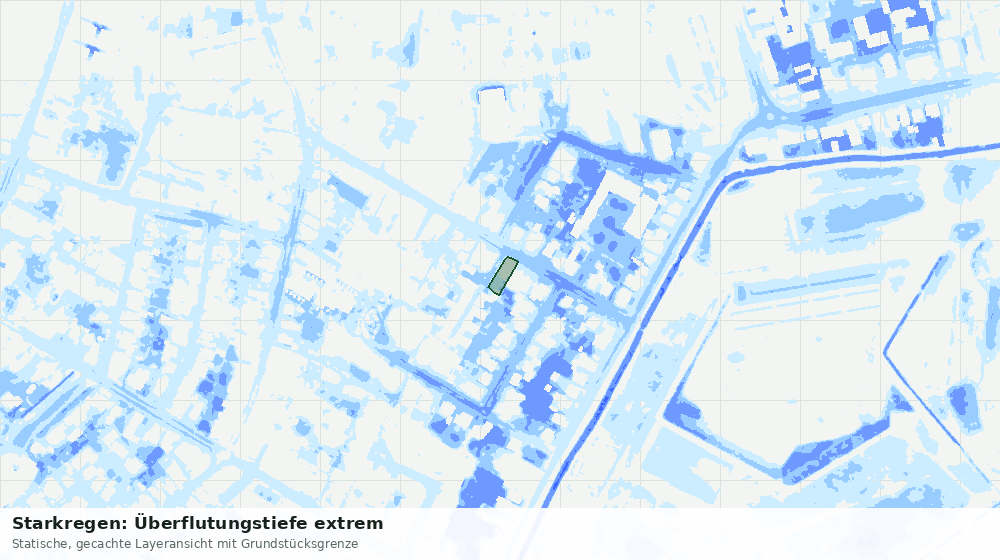 Statische Kartenansicht: Starkregen: Überflutungstiefe extrem