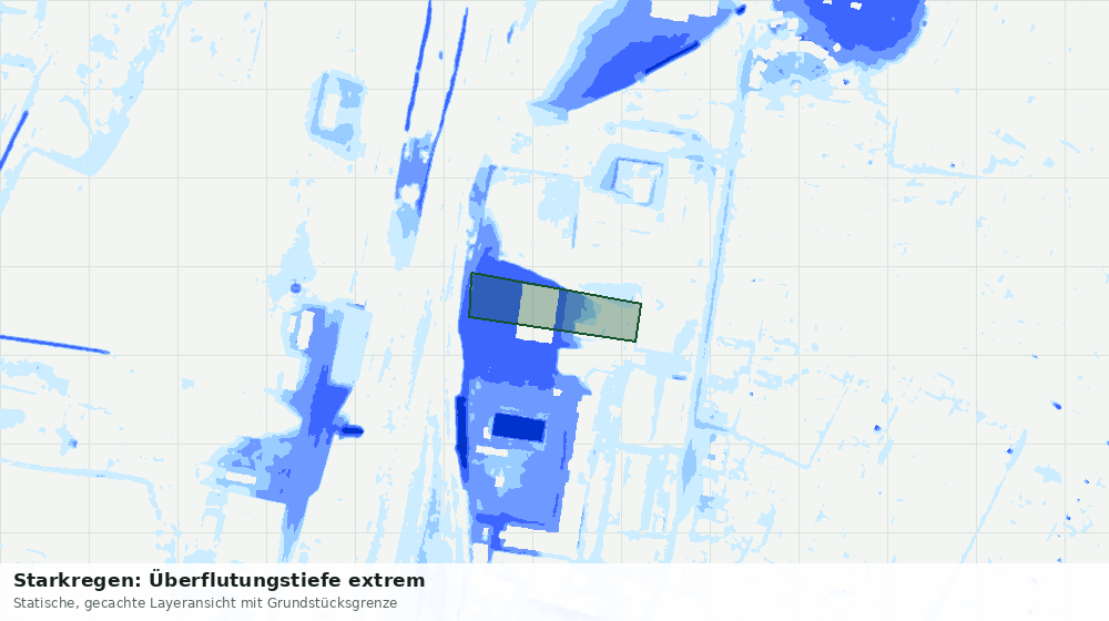 Statische Kartenansicht: Starkregen: Überflutungstiefe extrem