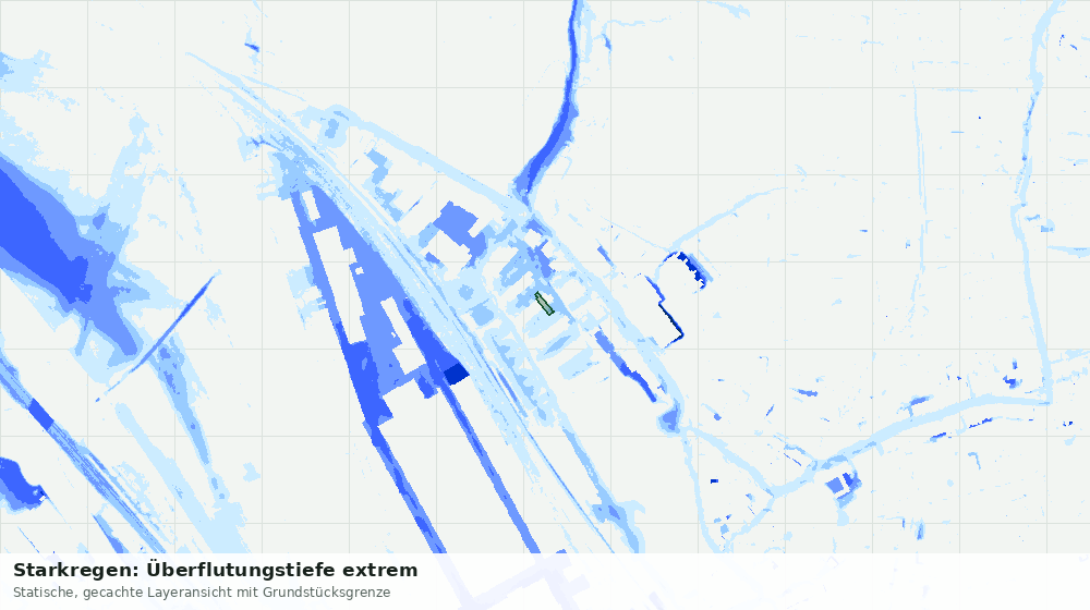 Statische Kartenansicht: Starkregen: Überflutungstiefe extrem