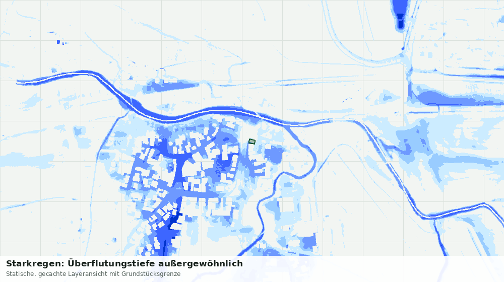Statische Kartenansicht: Starkregen: Überflutungstiefe außergewöhnlich