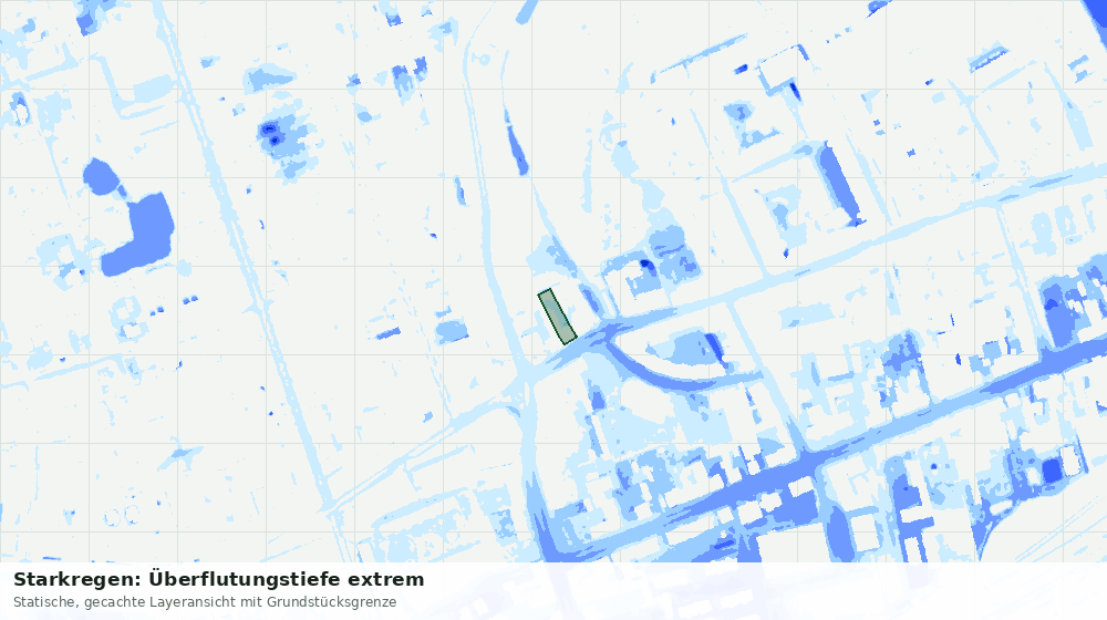 Statische Kartenansicht: Starkregen: Überflutungstiefe extrem